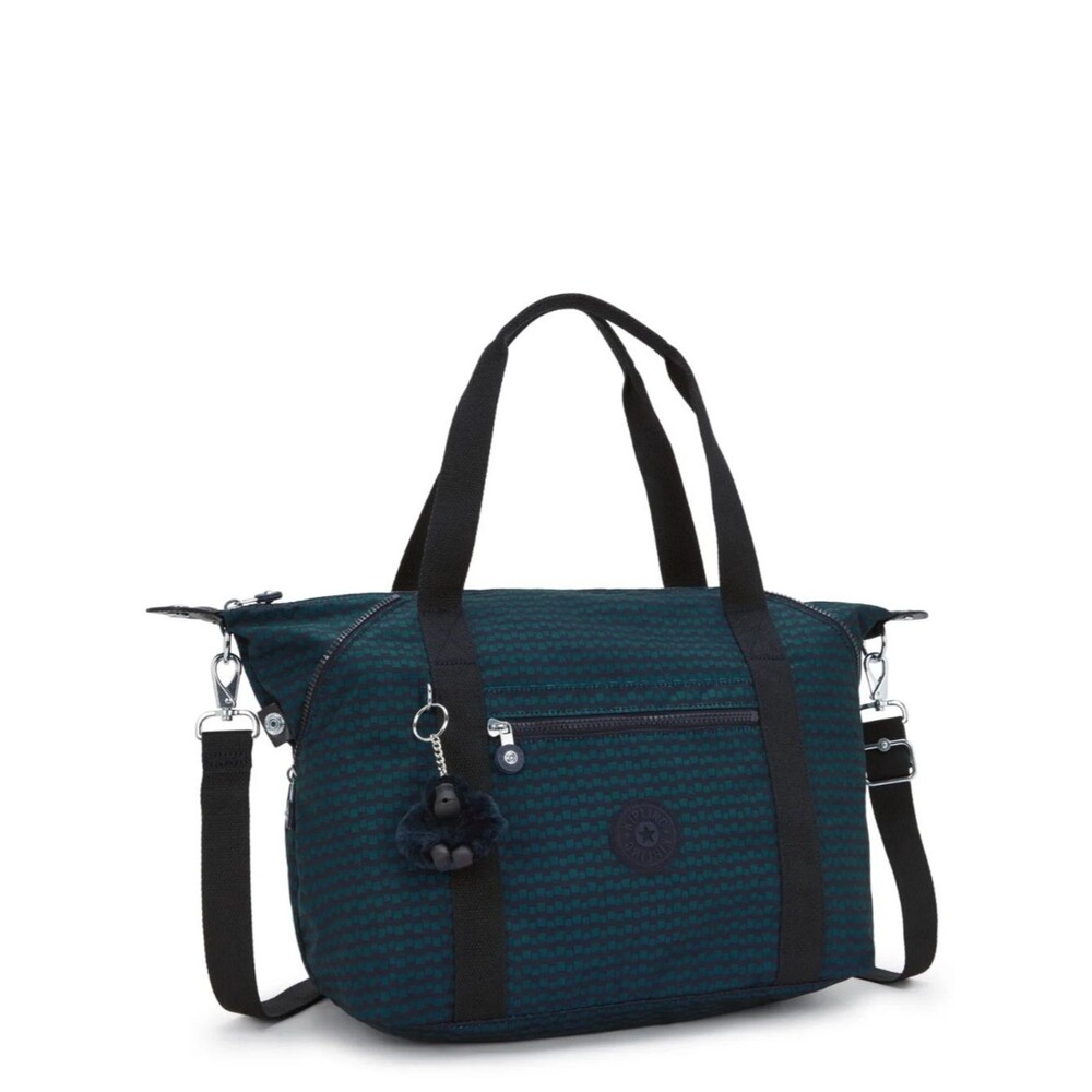 Kipling Art Medium Printed Tote Bag Navy Patterned Travel Tote with Luggage Slee